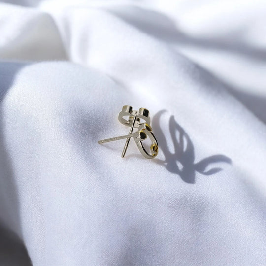 Rear view of pig stud earrings showing straight posts and butterfly backs